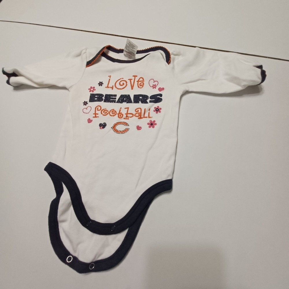 Chicago Bears Bodysuit Girls 3M Fan Gear Orange Black Football Snaps Long Sleeve